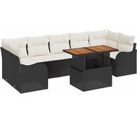 vidaXL Ensemble de canapé de jardin avec mémoire 8 pcs noir poly rotin