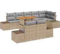 vidaXL Ensemble de canapé de jardin avec mémoire 9 pcs Beige Poly Rattan