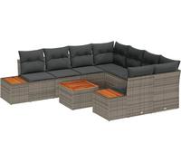 vidaXL Ensemble de canapé de jardin avec mémoire 9 pcs Gris Poly Rattan