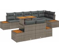 vidaXL Ensemble de canapé de jardin avec mémoire 9 pcs Gris Poly Rattan