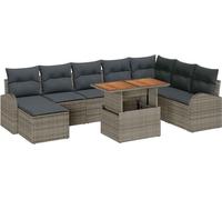 vidaXL Ensemble de canapé de jardin avec mémoire 9 pcs Gris Poly Rattan