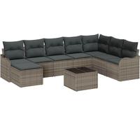 vidaXL Ensemble de canapé de jardin avec mémoire 9 pcs Gris Poly-Rotin