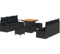 vidaXL Ensemble de canapé de jardin avec mémoire 9 pcs noir poly rotin