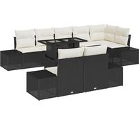 vidaXL Ensemble de canapé de jardin avec mémoire 9 pcs noir poly rotin