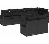 vidaXL Ensemble de canapé de jardin avec mémoire 9 pcs noir poly rotin