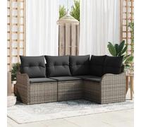 vidaXL Ensemble de canapé de jardin avec mémoire 4 pcs Gris Poly-Rotin