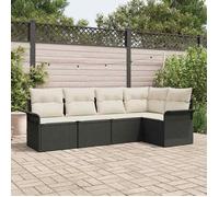 vidaXL Ensemble canapé de jardin avec mémoire 5 pcs noir poly rotin