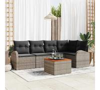 vidaXL Ensemble de canapé de jardin avec mémoire 6 pcs Gris Poly-Rotin