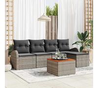 vidaXL Ensemble de canapé de jardin avec mémoire 6 pcs Gris Poly-Rotin