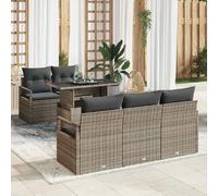 vidaXL Ensemble de canapé de jardin avec stockage 6 pcs Gris polyrotin