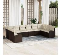 Vidaxl Ensemble De Canapé De Jardin De 10 Pièces Avec Coussins Marron En Poly Rattan Marron
