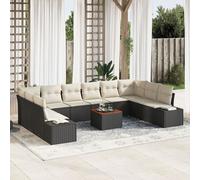 Vidaxl Ensemble De Canapé De Jardin De 11 Pièces Avec Coussins Noir En Rotin Polyéthylène Noir