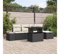 vidaXL Ensemble de canapés de jardin 6 pcs Noir Poly-Rotin