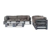 vidaXL Ensemble de canapé de jardin en palettes 6 pièces avec coussins gris Bois gris