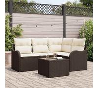 Ensemble de canapés de jardin vidaXL en rotin synthétique marron