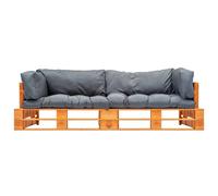 vidaXL Ensemble de canapé de jardin palettisé 2 pièces Coussin en pin gris
