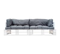vidaXL Ensemble de canapé de jardin palettisé 2 pièces Coussin en pin gris