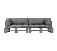 vidaXL Ensemble de canapé d'extérieur 2 pièces palettes avec coussins en pin gris