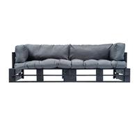 vidaXL Ensemble de canapé d'extérieur 2 pièces palettes avec coussins en pin gris