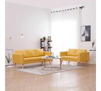 vidaXL Ensemble de Canapé 2 pcs Mobilier de Salon Meuble de Salon Canapé-Lit Sofa de Salon Maison Salle de Séjour Intérieur Tissu Jaune
