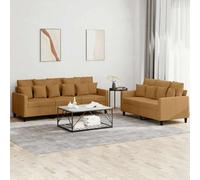 vidaXL Ensemble de canapés 2 et 3 places avec coussins - Marron Velours