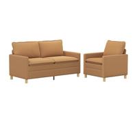 vidaXL Ensemble de Canapés 2 pc Beige Tissu