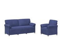 vidaXL Ensemble de Canapés 2 pc Bleu Police Velours