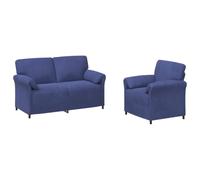 vidaXL Ensemble de Canapés 2 pc Bleu Police Velours