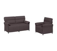 vidaXL Ensemble de Canapés 2 pc Marron foncé Tissu