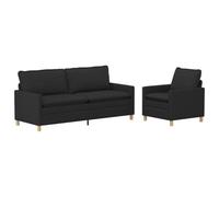 vidaXL Ensemble de Canapés 2 pc Noir Tissu