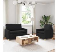 vidaXL Ensemble de Canapés 2 pc Noir Tissu