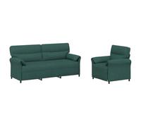 vidaXL Ensemble de Canapés 2 pc Vert foncé Tissu