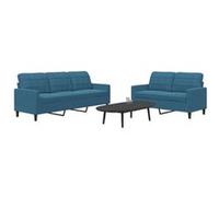 vidaXL Ensemble de canapés 2 pcs avec coussins Bleu Velours, canapé, siège de canapé, canapé relax, canapé confort, chaise 3278400 Bleu G