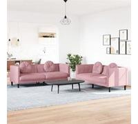 vidaXL Ensemble de Canapés 2 pcs avec Coussins, Canapés avec Accoudoirs et Pieds, Meubles de Salon Salle de Séjour, Moderne, 3209260 Rose G