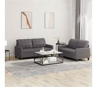vidaXL Ensemble de canapés 2 pcs - Similicuir Gris