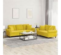 vidaXL Ensemble de canapés 2 pcs avec coussins jaune velours3202276 Jaune G