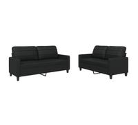 vidaXL Ensemble de canapés 2 pcs avec Coussins Noir Similicuir