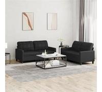 vidaXL Ensemble de canapés 2 pcs avec coussins, similicuir noir, accoudoirs et dossier