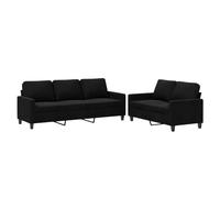 vidaXL Ensemble de canapés 2 pcs moderne avec coussins et accoudoirs - en velours noir
