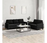 vidaXL Ensemble de canapés 2 pcs moderne avec coussins et accoudoirs - en velours noir