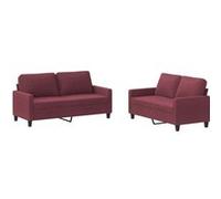 vidaXL Ensemble de canapés 2 pcs avec coussins Tissu rouge bordeaux