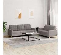 vidaXL Ensemble de canapés 2 pcs avec coussins Taupe Tissu Taupe G