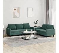 vidaXL Ensemble de canapés 2 pcs avec coussins et accoudoirs, velours vert foncé, moderne