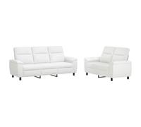 vidaXL Ensemble de Canapés 2 pcs Blanc Tissu