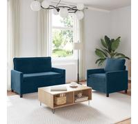 vidaXL Ensemble de Canapés 2 pcs Bleu Velours
