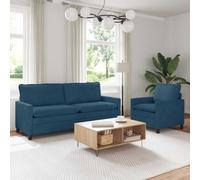 vidaXL Ensemble de Canapés 2 pcs Bleu Velours