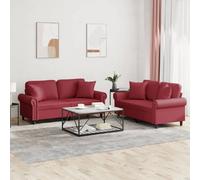 vidaXL Ensemble de canapés 2 pcs - Bordeaux similicuir