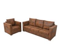 vidaXL Ensemble de Canapés 2 pcs Canapé de Salle de Séjour Sofa de Salon Sofa de Salle de Séjour Intérieur Maison Cuir Daim 274884
