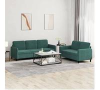 vidaXL Ensemble de Canapés 2 pcs, Canapés avec Accoudoirs et Dossier, Ensemble de Meubles avec Coussins, Mobilier de Salon, Moderne, Vert Foncé Velours