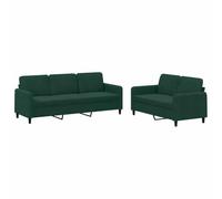 vidaXL Ensemble de Canapés 2 pcs, Canapés avec Accoudoirs et Dossier, Ensemble de Meubles avec Coussins, Mobilier de Salon, Moderne, Vert Foncé Velours